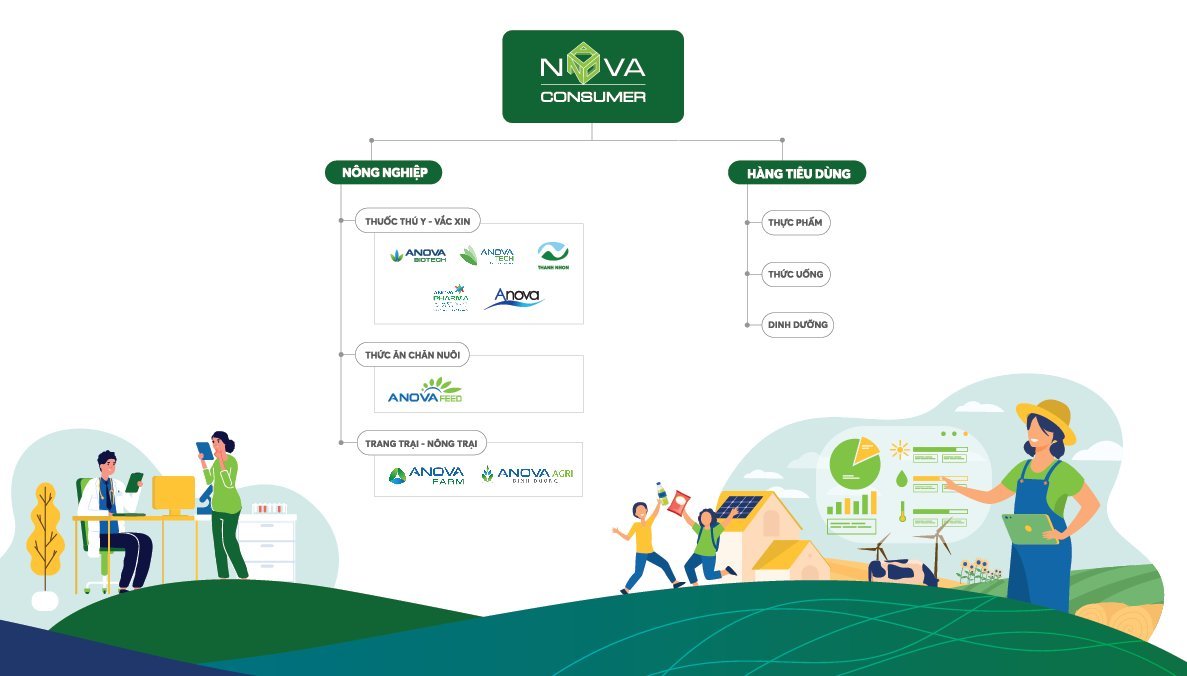 Nova Consumer Group hoạt động chủ yếu trong 02 lĩnh vực nông nghiệp và ngành hàng tiêu dùng