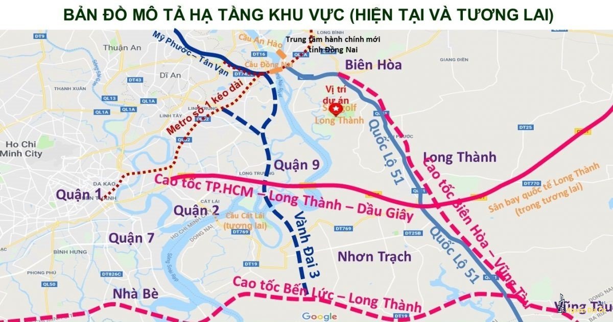 Bản đồ thể hiện tuyến đường cao tốc Biên Hòa Vũng Tàu